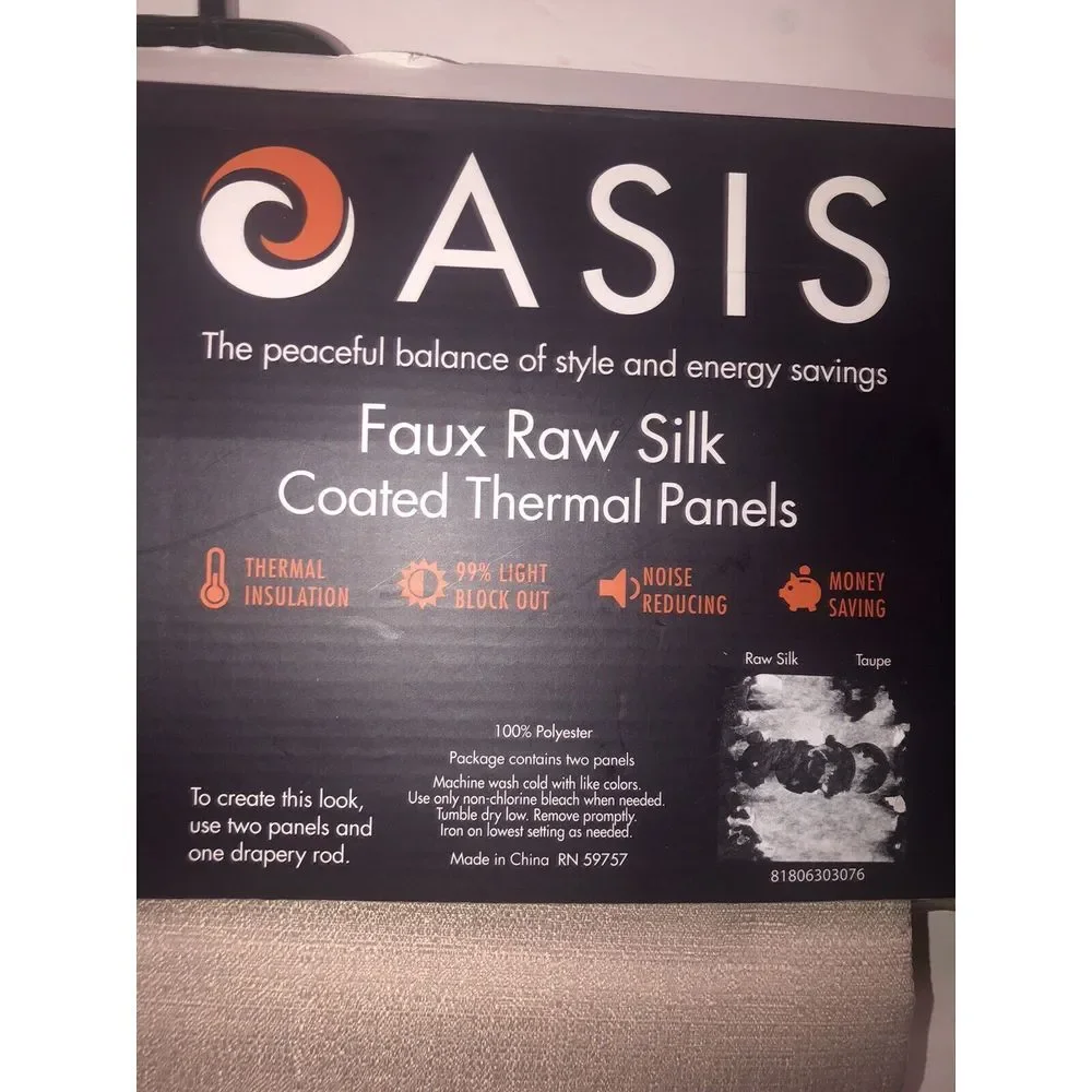 Curtains Blackout Darkening Insulating Grommets Faux Raw Silk Taupe 80x84